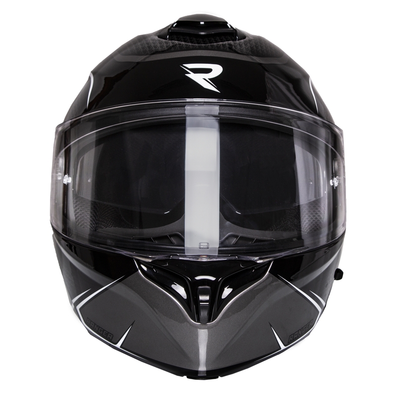 Klappbarer Motorradhelm Street Racer Ranger schwarz-weiß - II. Qualität