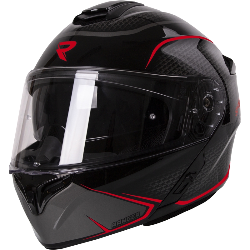 Klappbarer Motorradhelm Street Racer Ranger schwarz-rot - II. Qualität