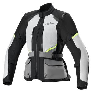 Alpinestars Stella Andes Air Drystar Damen-Motorradjacke Hellgrau-Dunkelgrau-Schwarz-Fluogelb