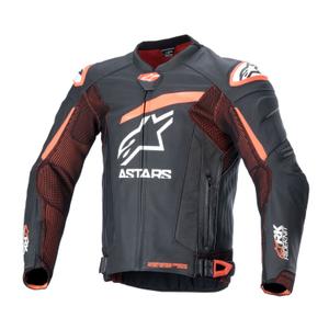 Leder-Motorradjacke Alpinestars GP Plus R 4 Rideknit Schwarz-Fluo-Rot-Weiß