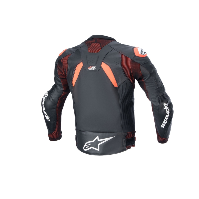 Leder-Motorradjacke Alpinestars GP Plus R 4 Rideknit Schwarz-Fluo-Rot-Weiß