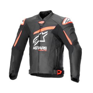 Leder-Motorradjacke Alpinestars GP plus R 4 Airflow Schwarz-Fluo-Rot-Weiß