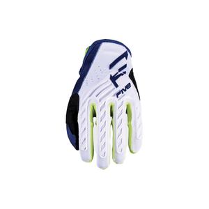 Kinder-Motocross-Handschuhe FIVE MXF3 EVO blau-weiß-fluogelb