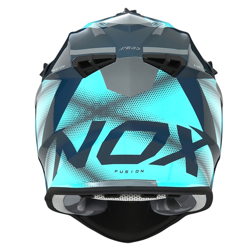 Motocross-Helm NOX N633 fluoblau-grau