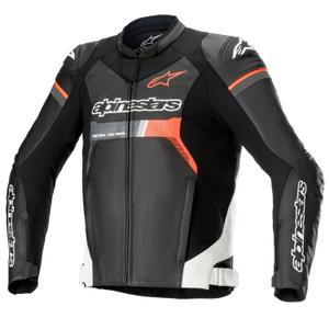 Alpinestars GP Force Airflow Motorradlederjacke Schwarz-Weiß-Fluorot
