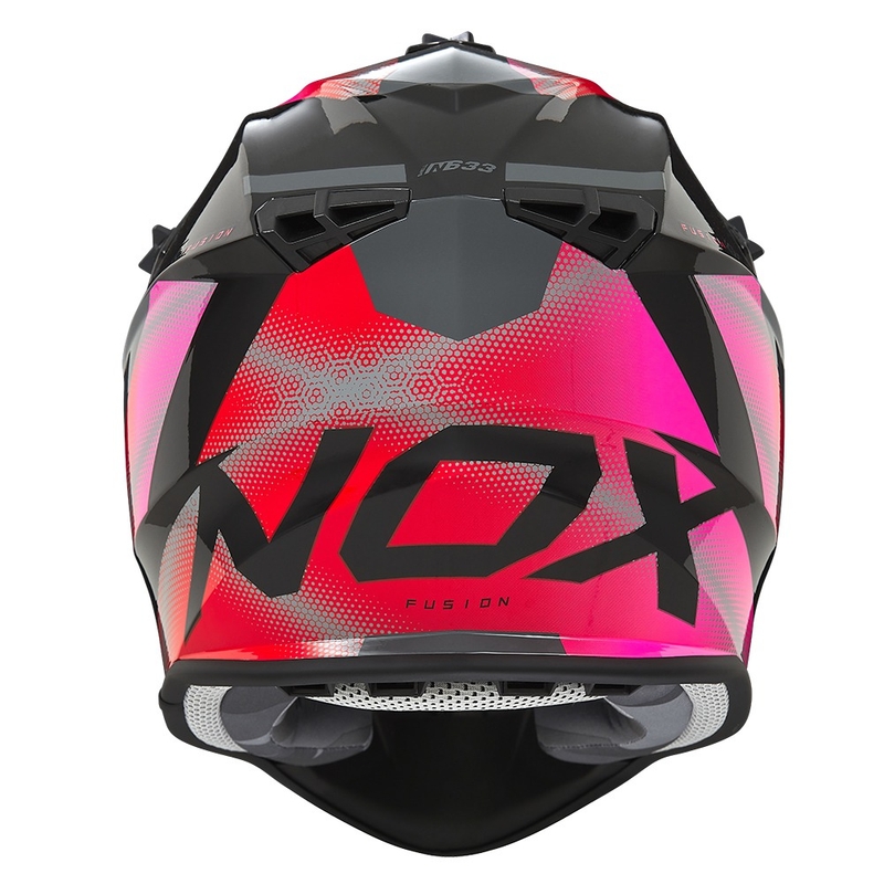 Damen-Motocross-Helm NOX N633 fluo pink-rot-grau