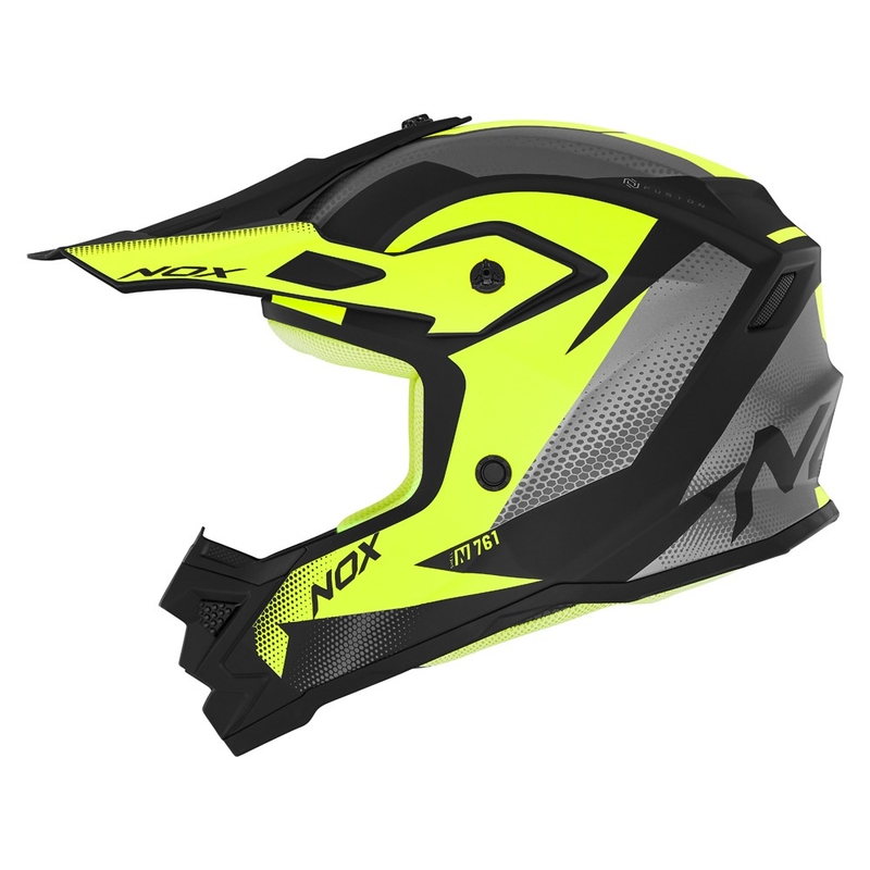 Kinder-Motocross-Helm NOX N761 MX fluo gelb-schwarz-grau