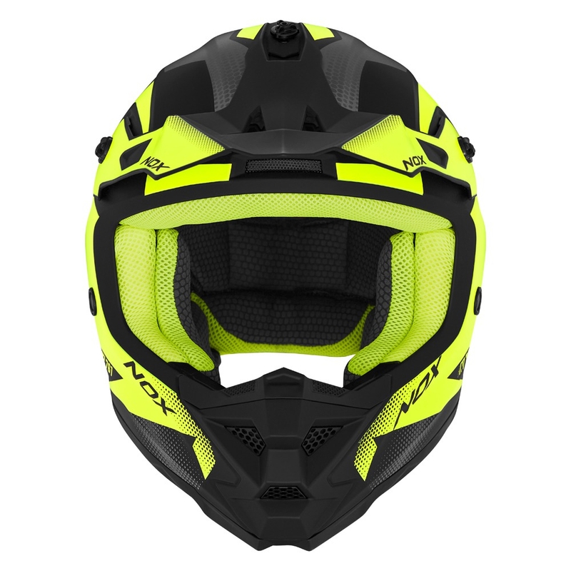 Kinder-Motocross-Helm NOX N761 MX fluo gelb-schwarz-grau