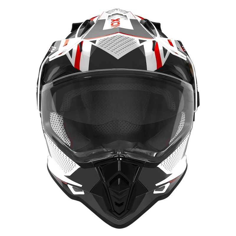 Endurohelm NOX N312 Drone weiß-schwarz-rot