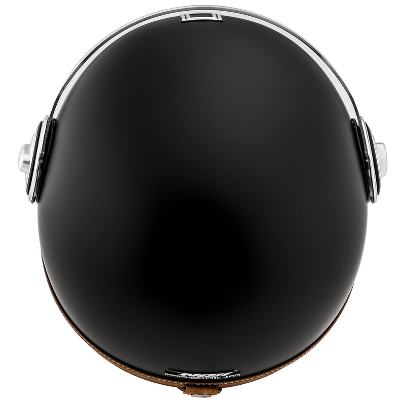 NOX PREMIUM Heritage offener Motorradhelm, mattschwarz mit braunem Leder