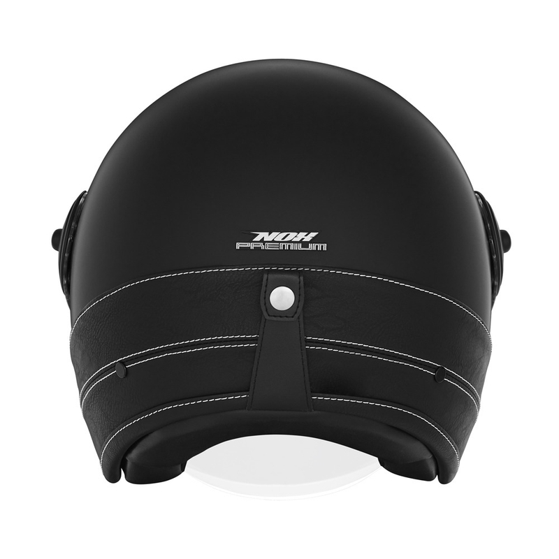 Offener Motorradhelm NOX PREMIUM Heritage aus schwarzem Leder