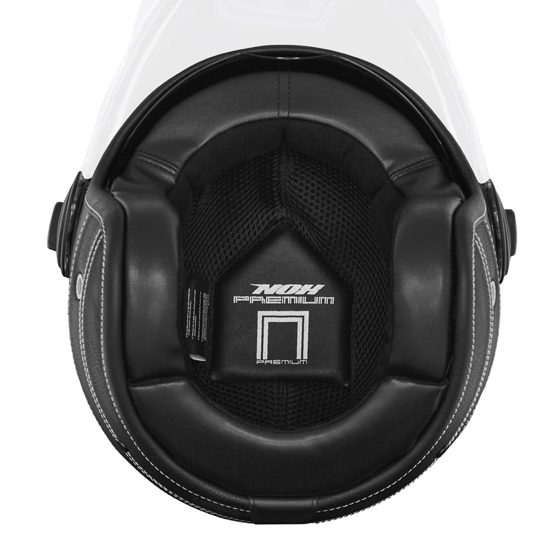 Offener Motorradhelm NOX PREMIUM Heritage aus schwarzem Leder