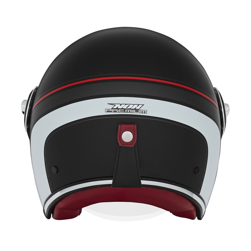 Offener Motorradhelm NOX PREMIUM Heritage mattschwarz-rot-weiß