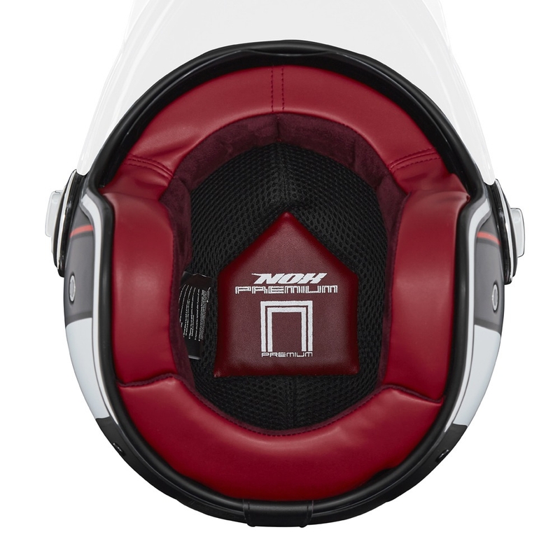 Offener Motorradhelm NOX PREMIUM Heritage mattschwarz-rot-weiß