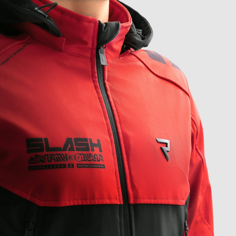 Rebelhorn Slash schwarz-rote Softshell-Motorradjacke