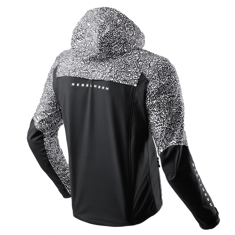 Rebelhorn Slash Noriaki Softshell-Motorradjacke schwarz-weiß