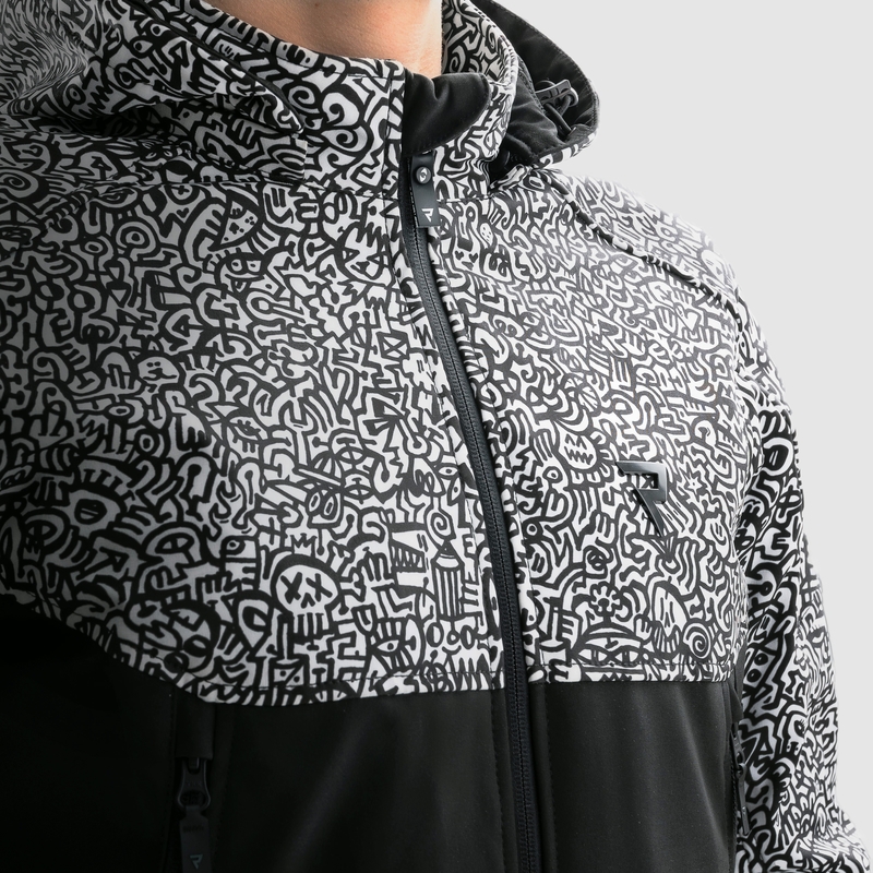 Rebelhorn Slash Noriaki Softshell-Motorradjacke schwarz-weiß