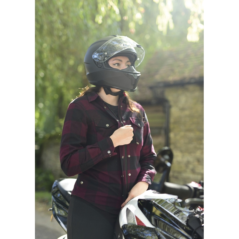 Damen-Motorradshirt Oxford Kickback 2.0 rot-schwarz