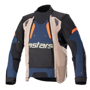 Alpinestars Halo Drystar Motorradjacke Dunkelblau-Khaki-Orange-Schwarz