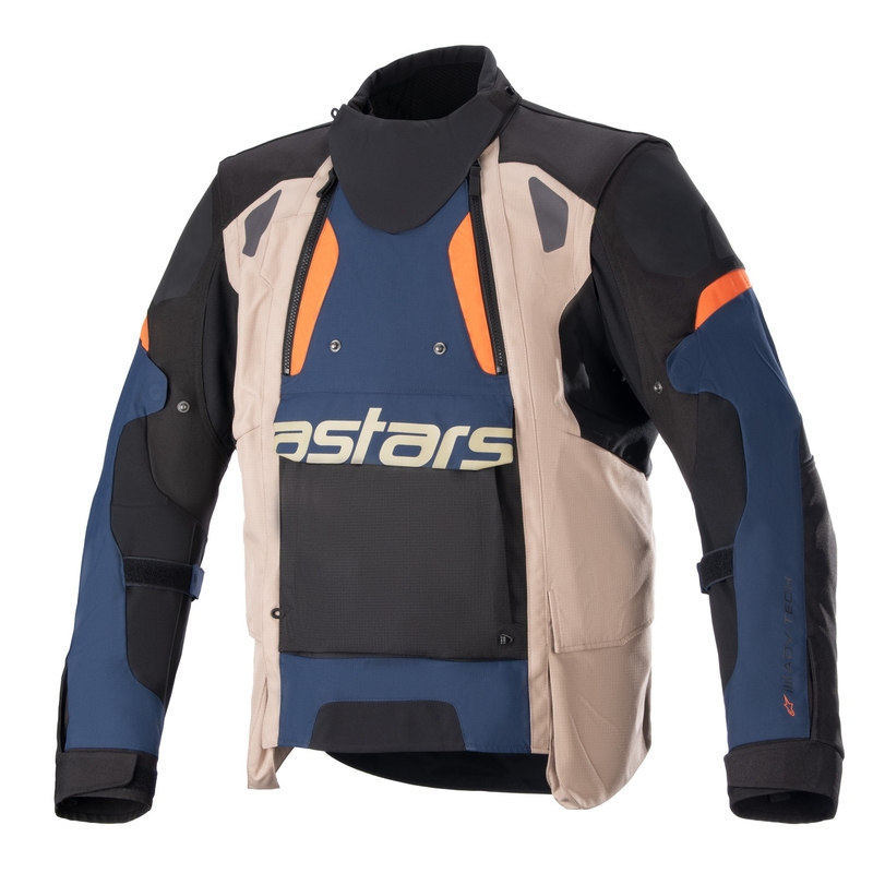 Alpinestars Halo Drystar Motorradjacke Dunkelblau-Khaki-Orange-Schwarz