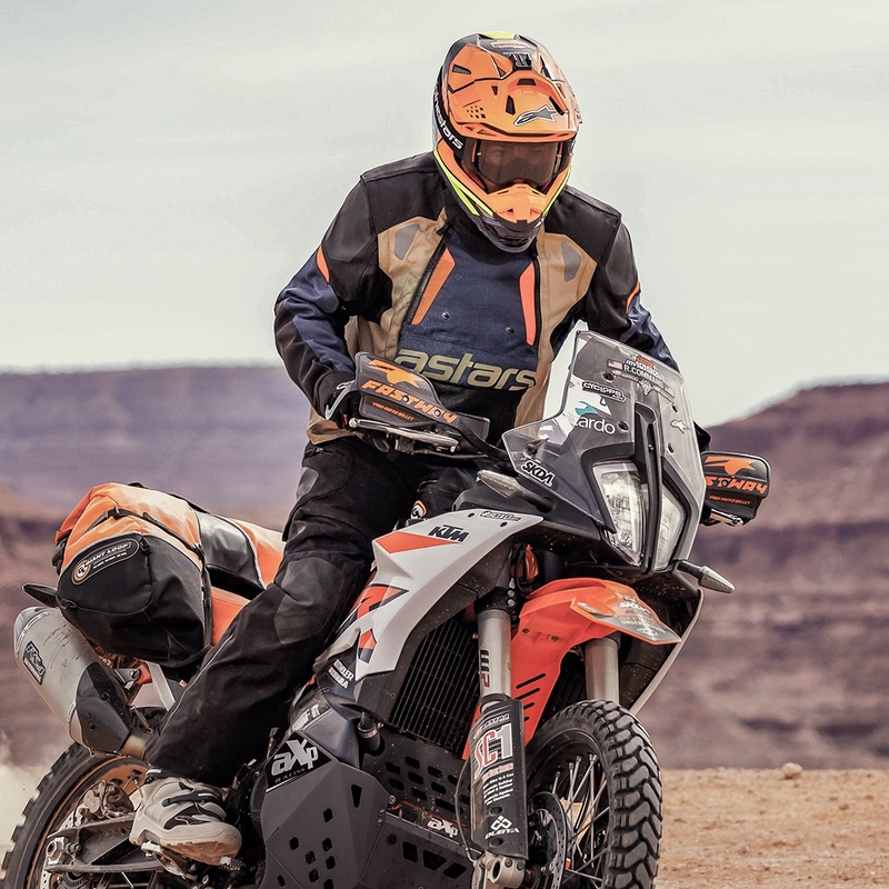 Alpinestars Halo Drystar Motorradjacke Dunkelblau-Khaki-Orange-Schwarz