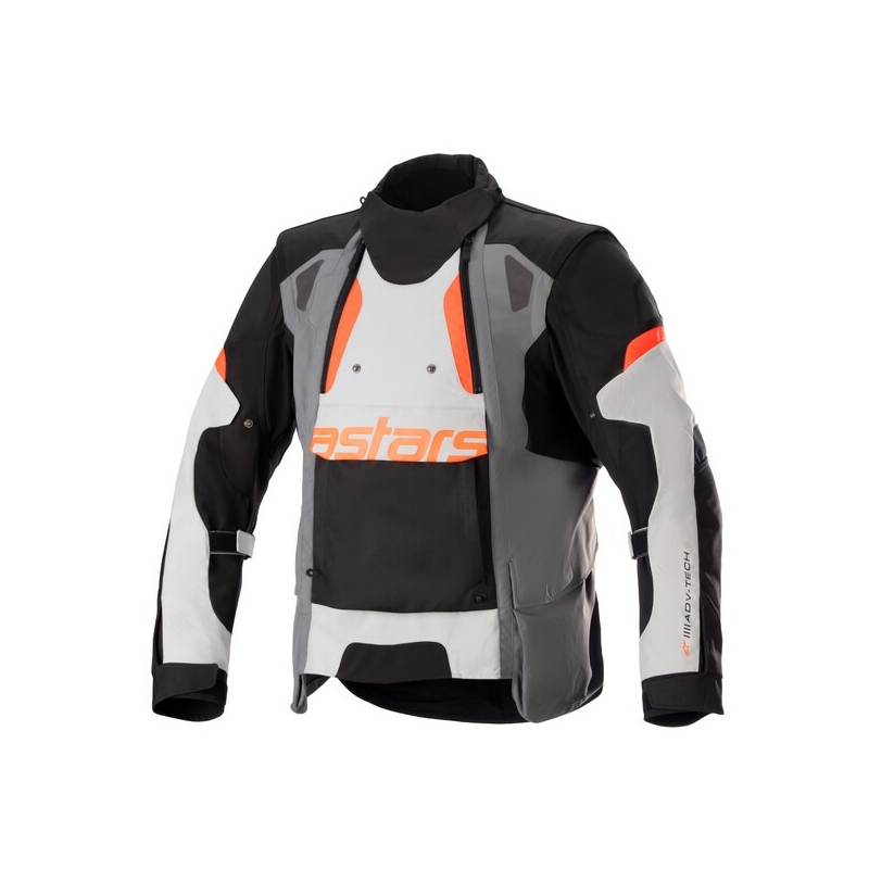 Alpinestars Halo Drystar Motorradjacke Hellgrau-Dunkelgrau-Schwarz-Fluorot