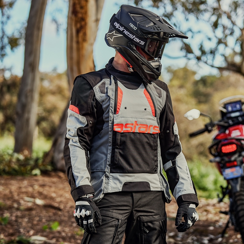 Alpinestars Halo Drystar Motorradjacke Hellgrau-Dunkelgrau-Schwarz-Fluorot