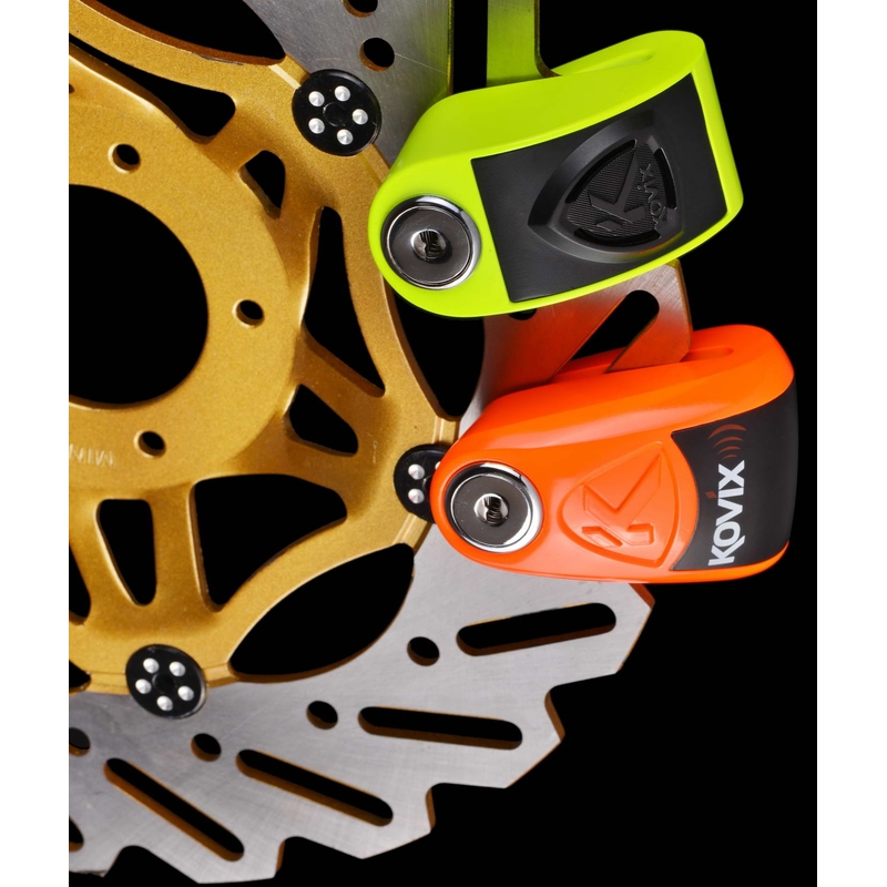 Scheibenbremsschloss mit Alarm KOVIX KAZ10 orange