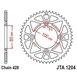 Aluminium-Ketten Rad JT JTA 1204-46BLK 46)T, nt((428 schwarz