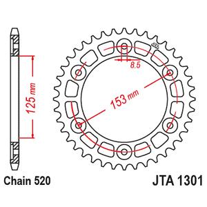 Aluminium-Ketten Rad JT JTA 1301-40BLK 40)T, nt((520 schwarz