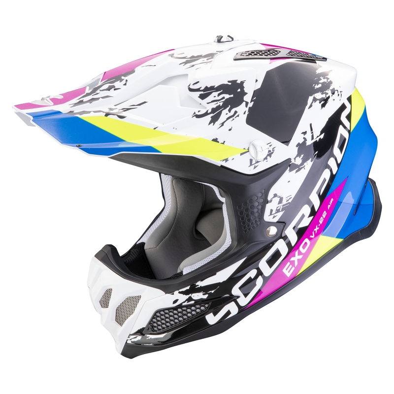 Scorpion VX-22 Air CX Motocrosshelm weiß-schwarz-blau Ausverkauf