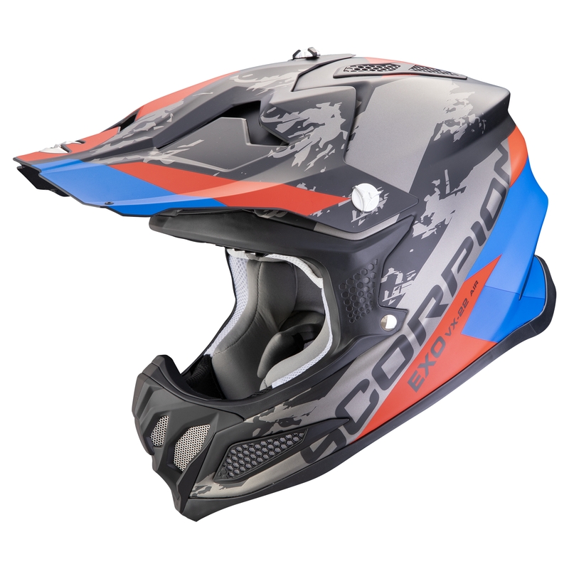 Scorpion VX-22 Air CX Motocross-Helm mattschwarz-blau-rot Ausverkauf