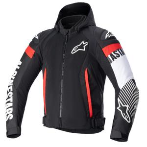 Alpinestars Zaca Air Waterproof Motorradjacke schwarz-weiß-fluoreszierend rot