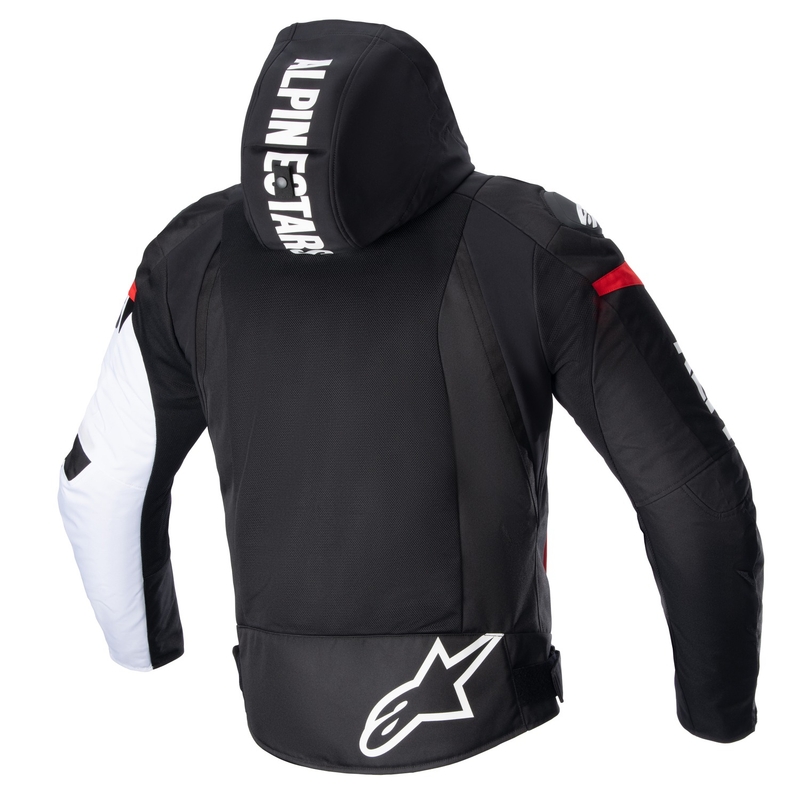 Alpinestars Zaca Air Waterproof Motorradjacke schwarz-weiß-fluoreszierend rot