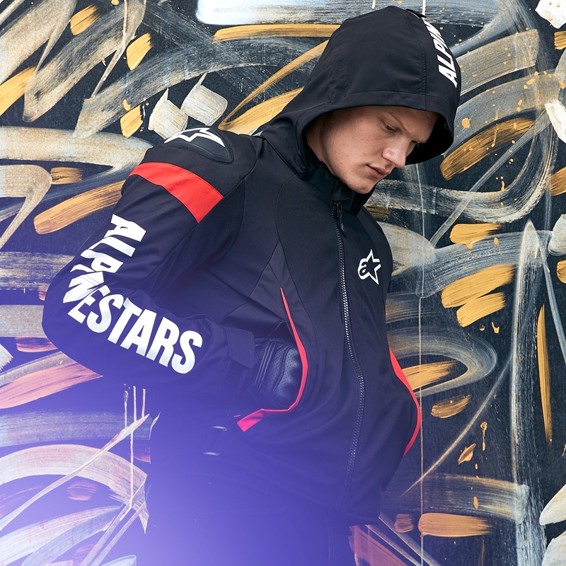 Alpinestars Zaca Air Waterproof Motorradjacke schwarz-weiß-fluoreszierend rot