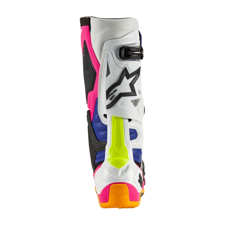 Alpinestars Tech 10 Limited Edition Coast Motorradstiefel Weiß-Marineblau-Pink-Fluo Gelb-Orange-Schwarz