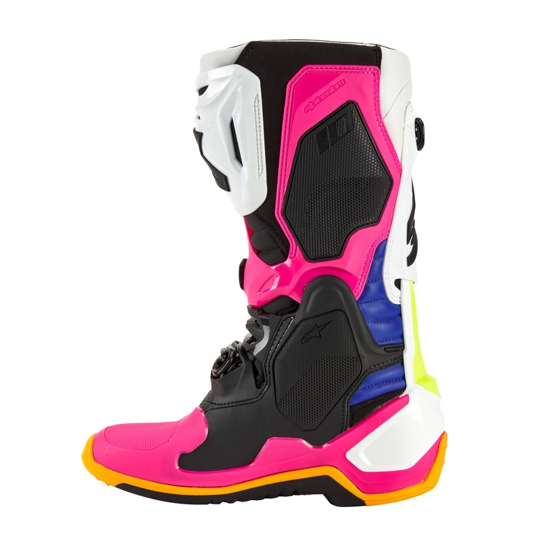 Alpinestars Tech 10 Limited Edition Coast Motorradstiefel Weiß-Marineblau-Pink-Fluo Gelb-Orange-Schwarz