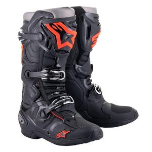 Alpinestars Tech 10 Motorradstiefel schwarz-fluo rot-grau