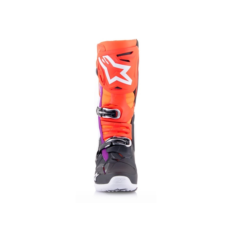 Alpinestars Tech 10 Motorradstiefel orange-gelb-lila-weiß-schwarz