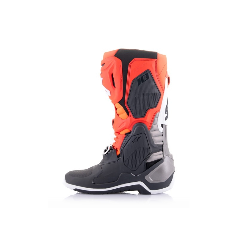 Alpinestars Tech 10 Motorradstiefel orange-gelb-lila-weiß-schwarz