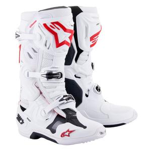 Alpinestars Tech 10 Supervented Motorradstiefel Perforiert Weiß-Rot-Schwarz
