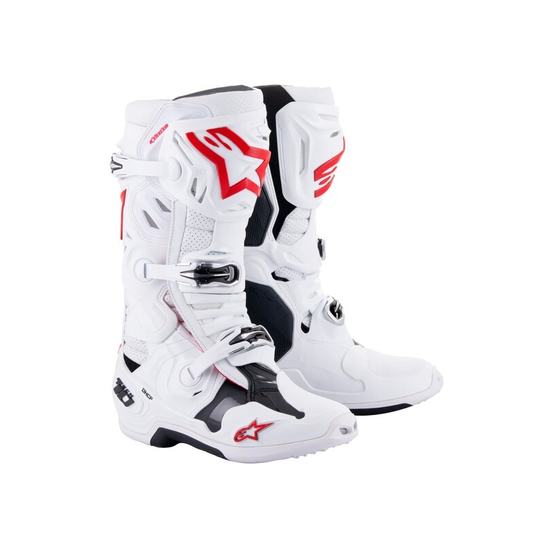 Alpinestars Tech 10 Supervented Motorradstiefel Perforiert Weiß-Rot-Schwarz