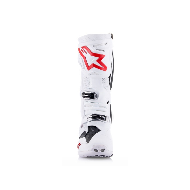 Alpinestars Tech 10 Supervented Motorradstiefel Perforiert Weiß-Rot-Schwarz