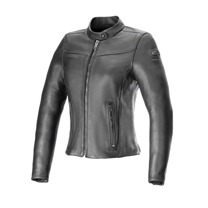 Alpinestars Ory Damen-Leder-Motorradjacke schwarz-schwarz