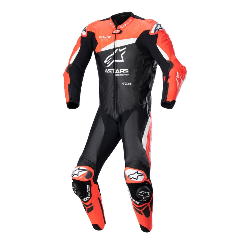 Alpinestars GP Plus 4 TECH-AIR kompatibler einteiliger Lederkombi Schwarz-Fluo-Rot-Weiß Ausverkauf