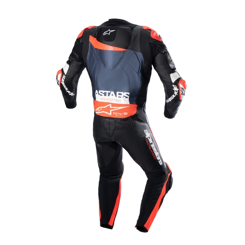 Alpinestars GP Plus 4 TECH-AIR-kompatibler einteiliger Lederkombi Schwarz-Fluorot-Navy
