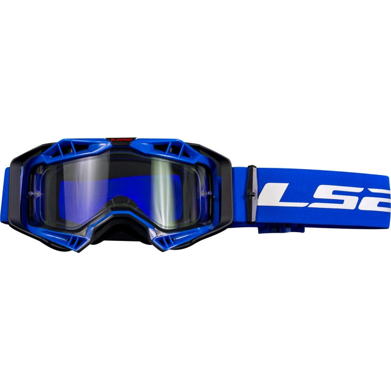Motocross-Brille LS2 Aura Enduro schwarz-blaues klares Plexiglas