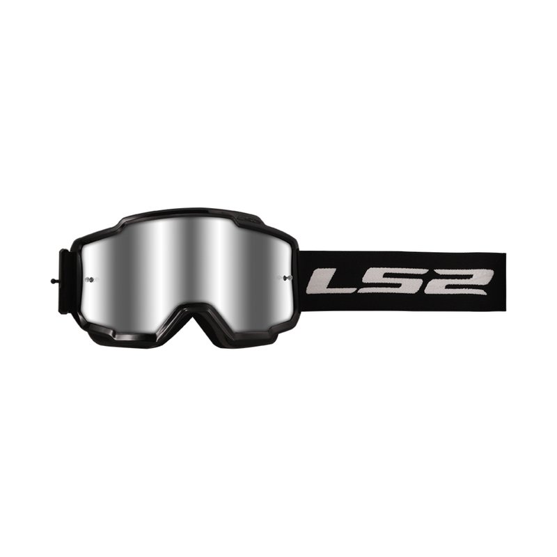 Motocross-Brille LS2 Charger schwarz mit silbernem Plexiglas