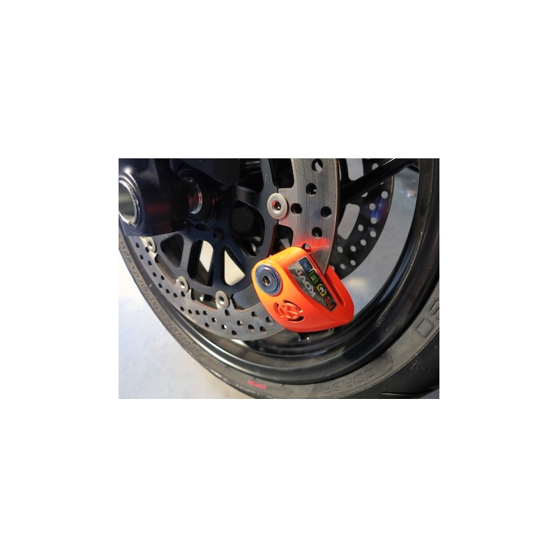 Scheibenbremsschloss mit Alarm KOVIX KDL6 orange