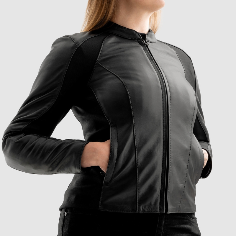 Damen-Leder-Motorradjacke Rebelhorn Siena schwarz